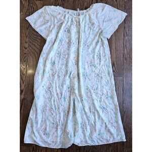 Vtg Komar Women's Floral Nylon Night Gown Dress 80's Pink & Blue Flowers Sz M